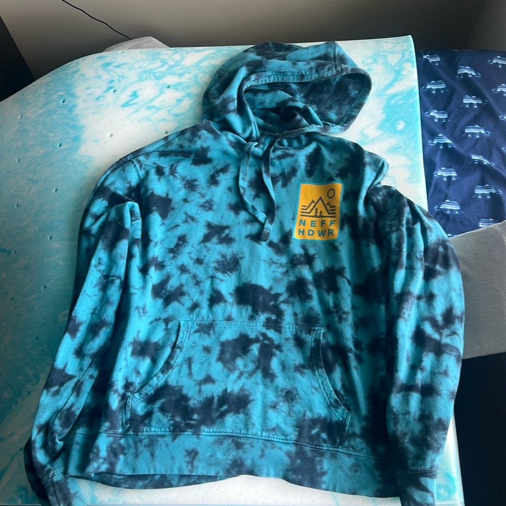 I’m selling hoodie. Color:teal,black,yellow,gray. Size:large. Brand:NEFF